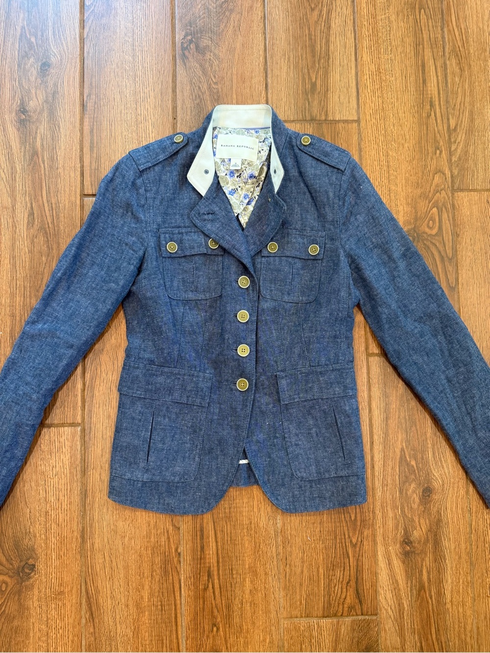 Banana Republic Blue linen blend Military-Style Women's Blazer / 0